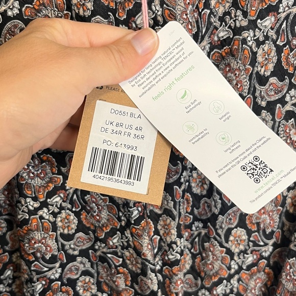 Boden Knot Front Short Sleeve Jersey Midi Dress Black Block Paisley Print Sz 4 - Picture 12 of 15